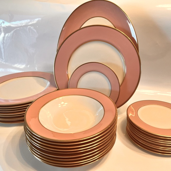 Pink with gold trim Flintridge china set - Picture 1 of 6